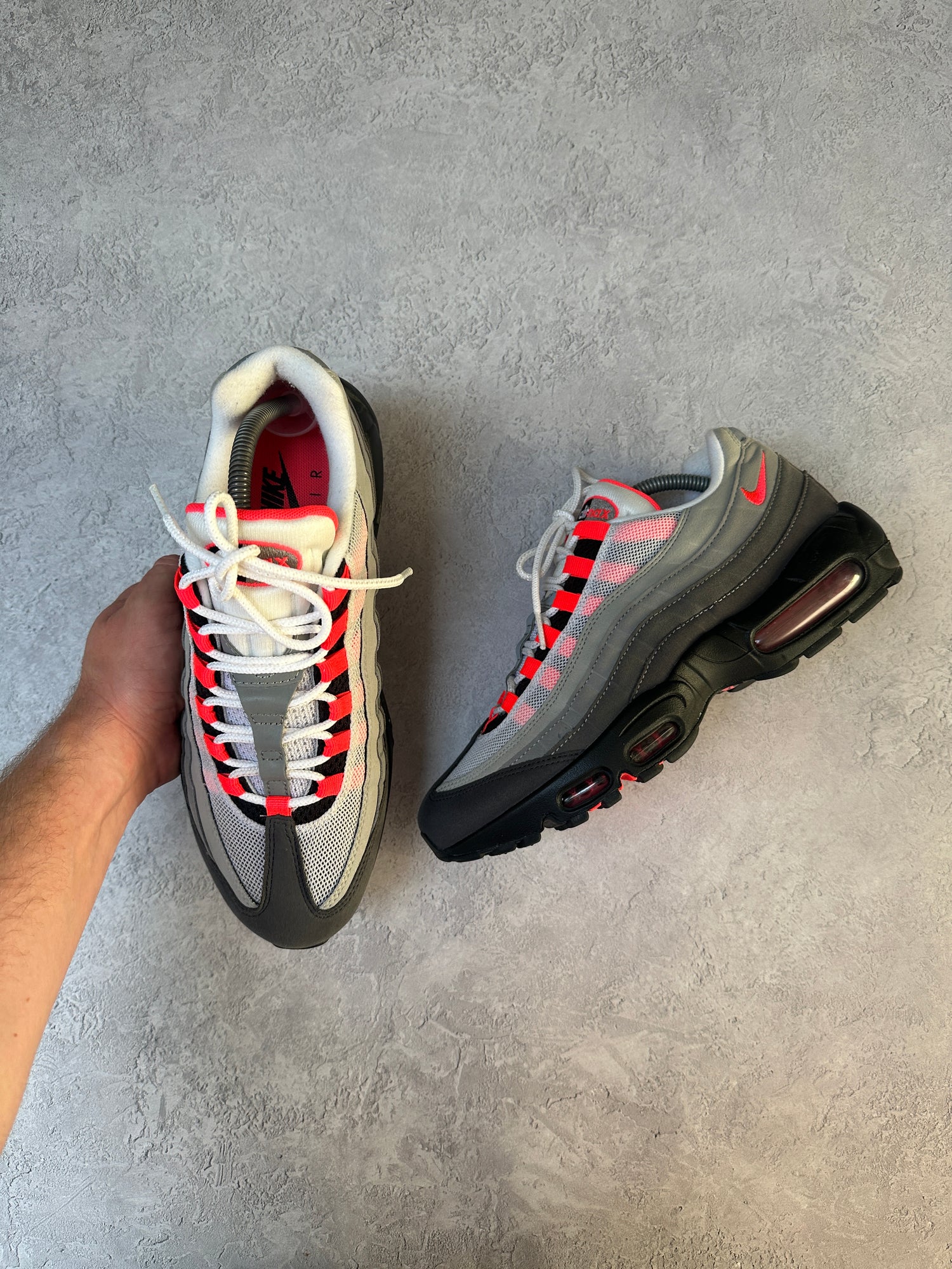Sale Nike Nike Air Max 95 Grey Solar Red Nike Air Max 95 Solar Red